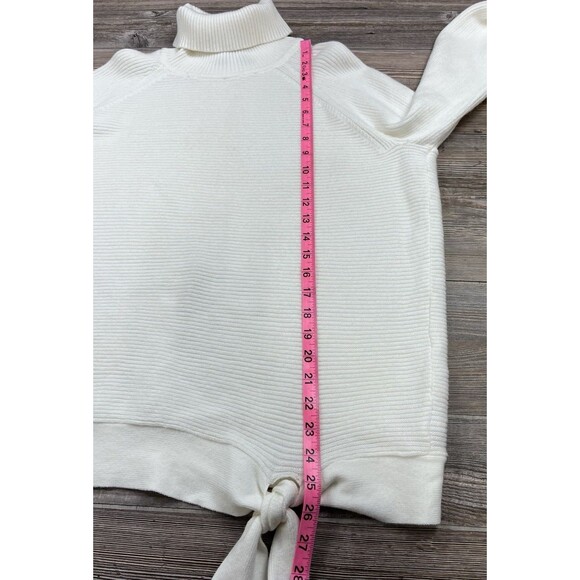 Simply Vera Vera Wang Side-Tie Ribbed Turtleneck Ivory Sweater XL Cozy Chic - Picture 8 of 13